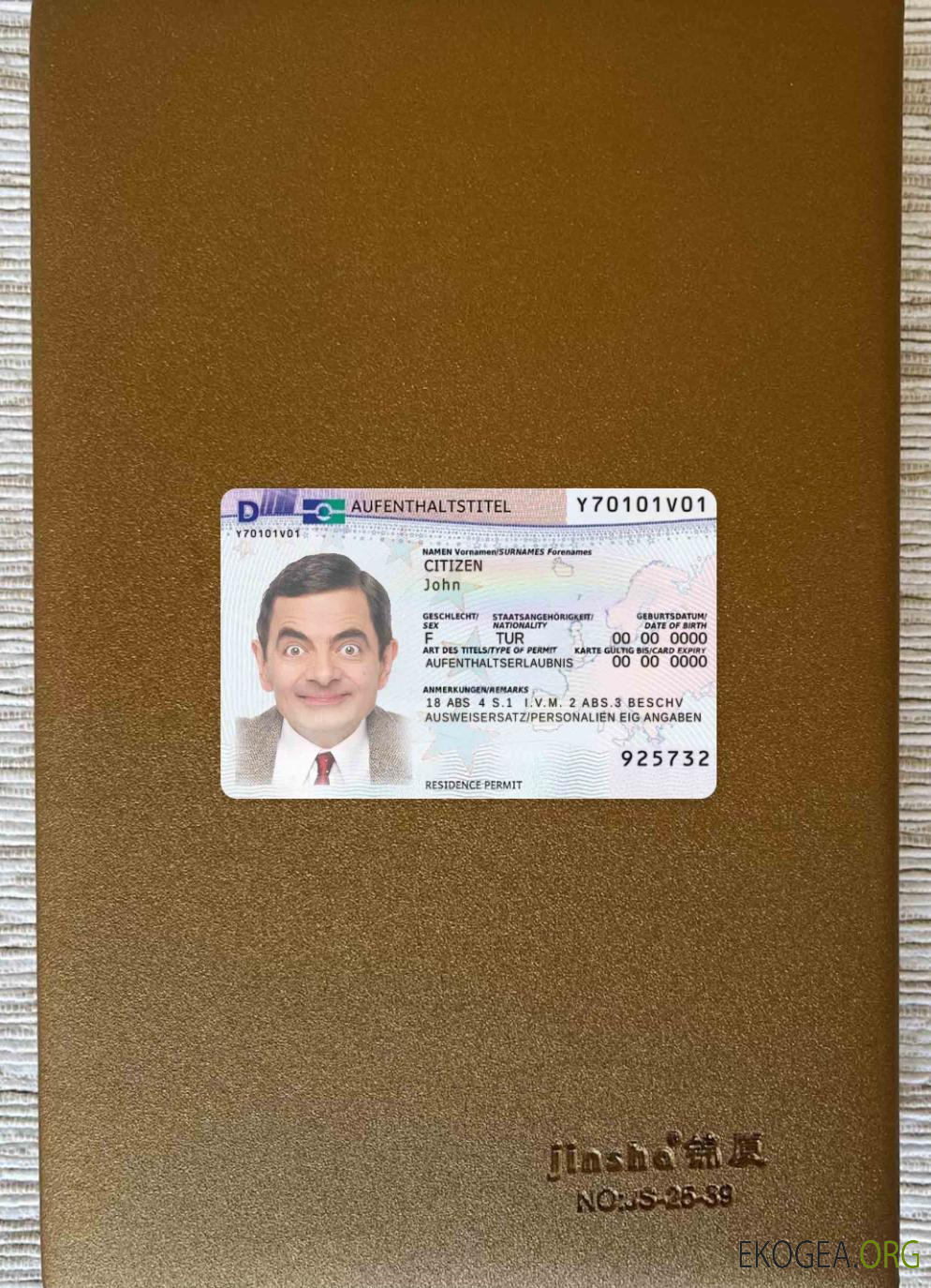 Permis de séjour en Allemagne 2011 présent photolook AVANT